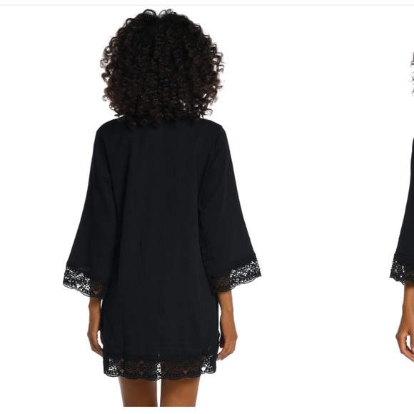 𝅺La Blanca Island Fare V neck Tunic Size S-M. Black - Picture 11 of 11